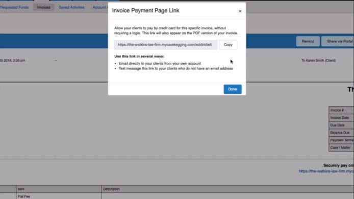 Invoice Payment Page image showing how to add an invoice payment link