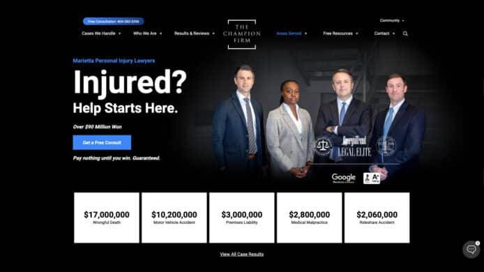 Champion Law Firm personal injury attorney website design