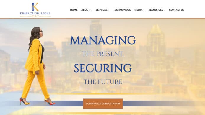 Tycha Kimbrough Law Firm website design clean branding for solo firm