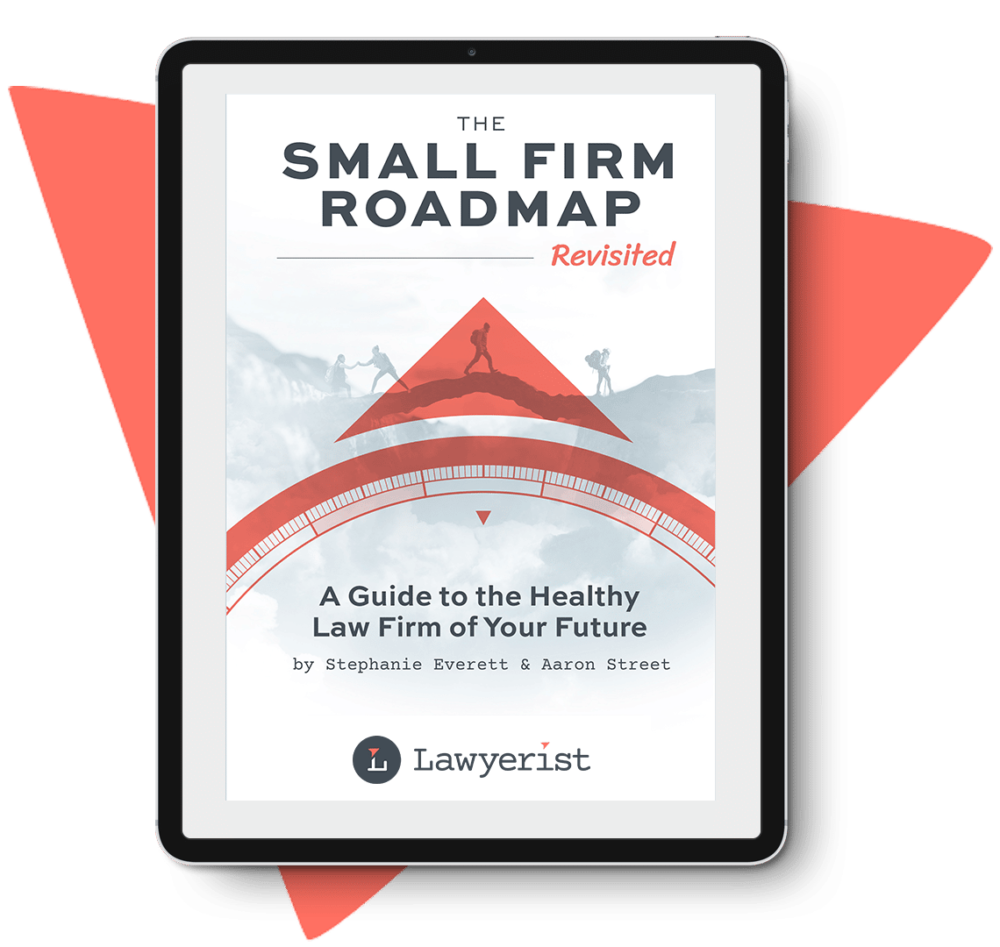 image of the Small Firm Roadmap book cover on a tablet
