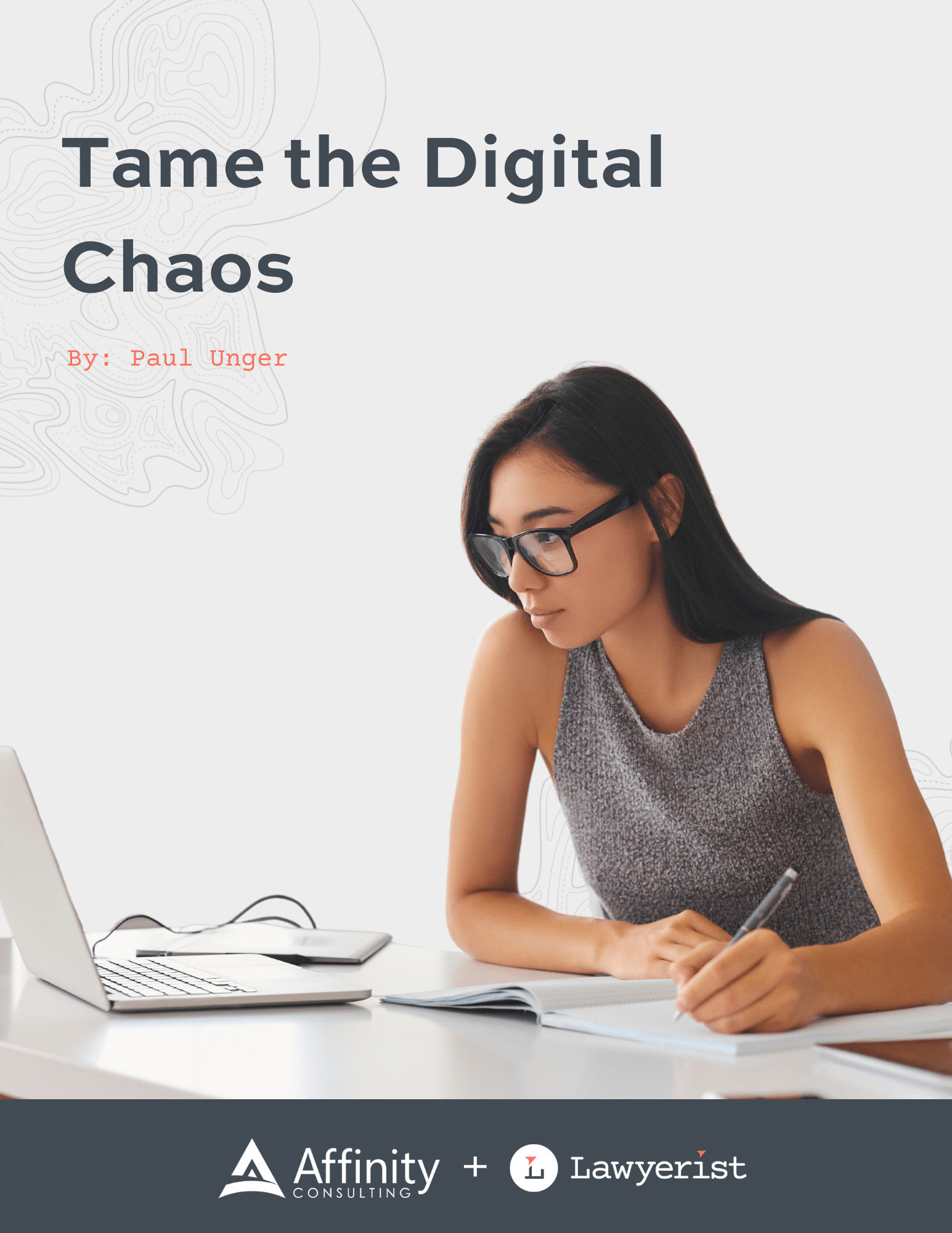 Book cover of Tame the Digital Chaos featuring a woman working at a laptop